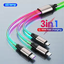 3 in 1 6A 66W RGB-Flow-Luminous-Quick-Charger-Cable-USB-Type-C-8-pin-Charging Cable